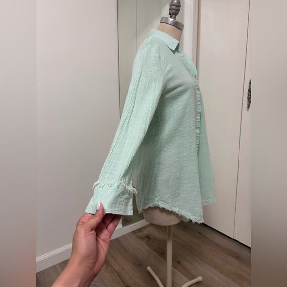 Natural Impressions Green Woman's Casual Cotton Long Sleeve Shirt Large - Picture 2 of 4